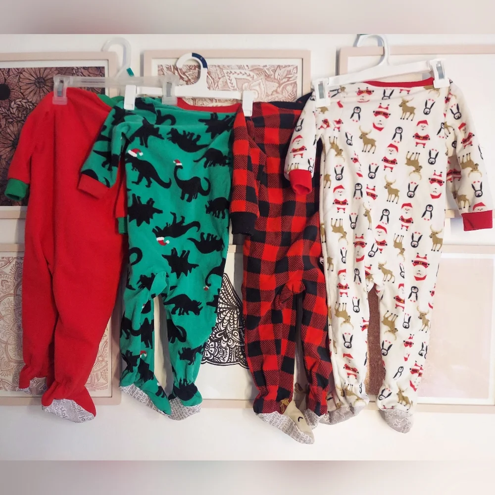 4 Carter's Christmas sleepers,  12 months